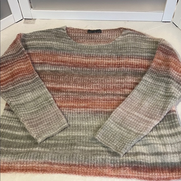 Elsamanda Sweaters - Elsamanda grey multi striped sweater Italy from a wool alpaca mohair blend L